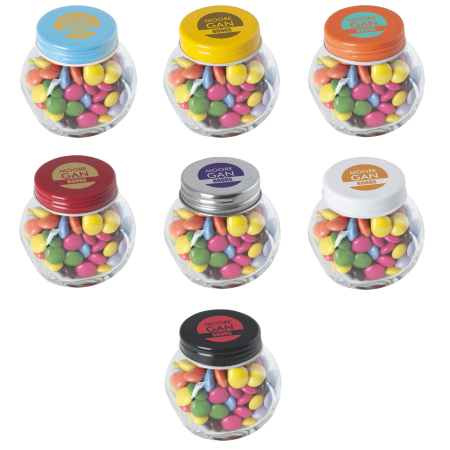 Kleine glazen pot choco carletties
